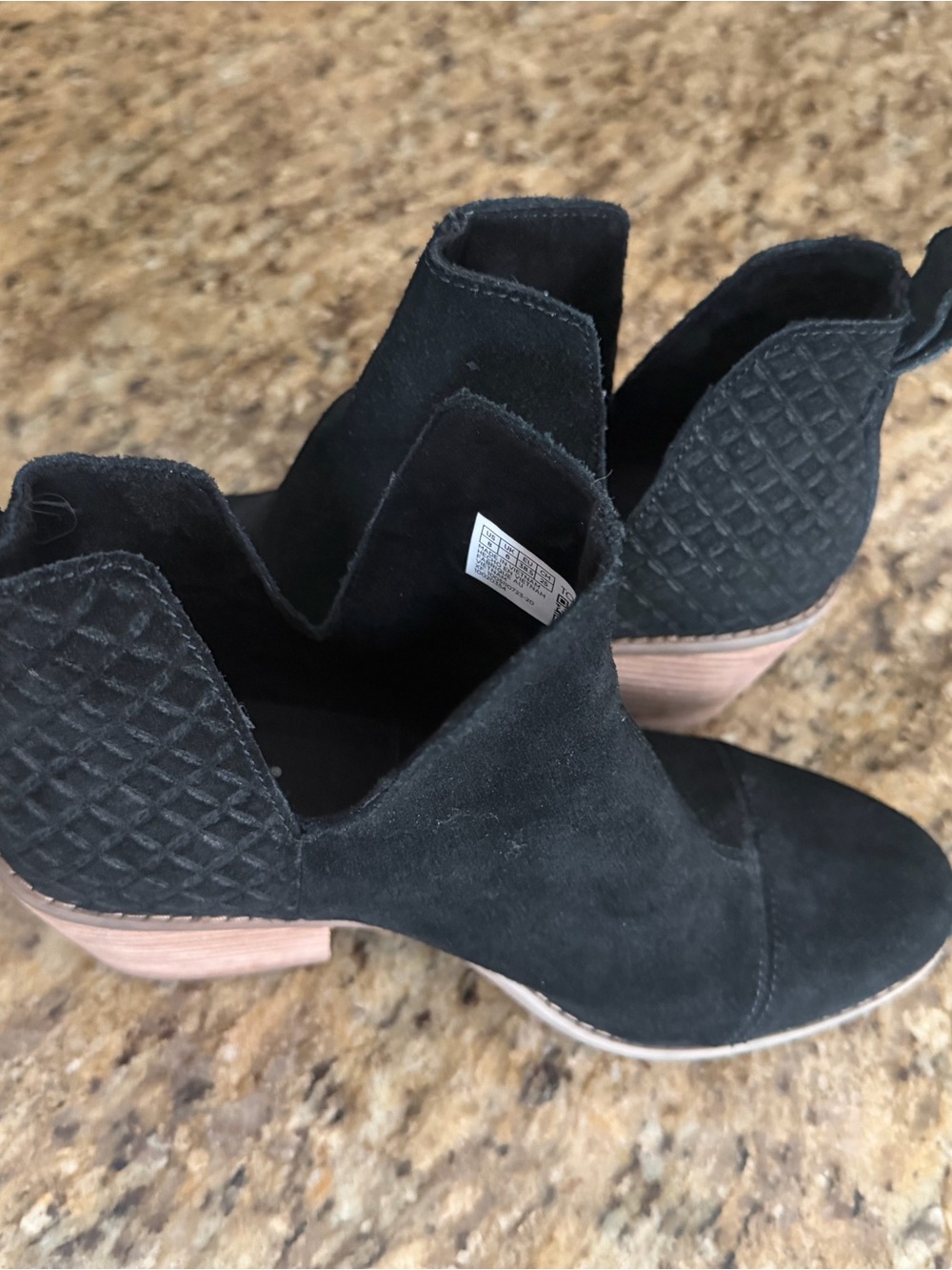 Toms Black Suede V-Cut Ankle Booties